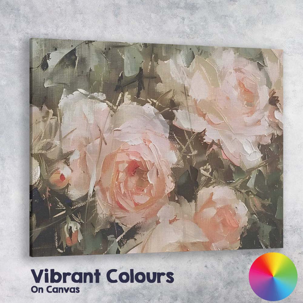 Abstract Blush Pink Rose Floral Textured Painting Canvas Wall Art Print Decor Picture Ready to Hang