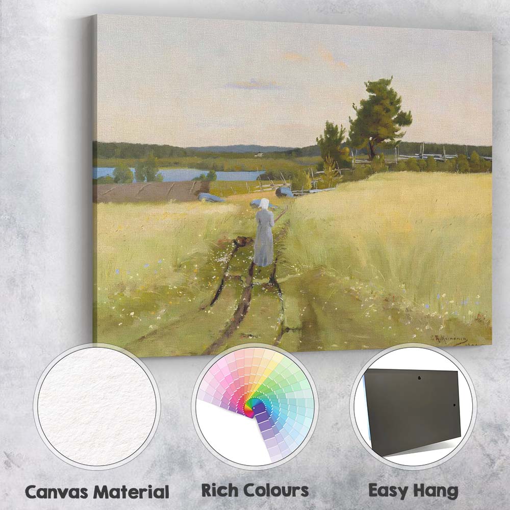 Scandinavian Countryside Woman Wheat Field Summer Landscape Canvas Wall Art Print Decor Picture Ready to Hang