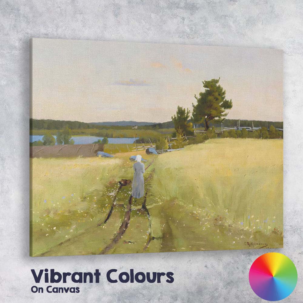 Scandinavian Countryside Woman Wheat Field Summer Landscape Canvas Wall Art Print Decor Picture Ready to Hang