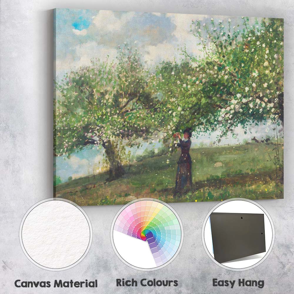 Impressionist Blooming Orchard Woman Under Blossom Tree Canvas Wall Art Print Decor Picture Ready to Hang