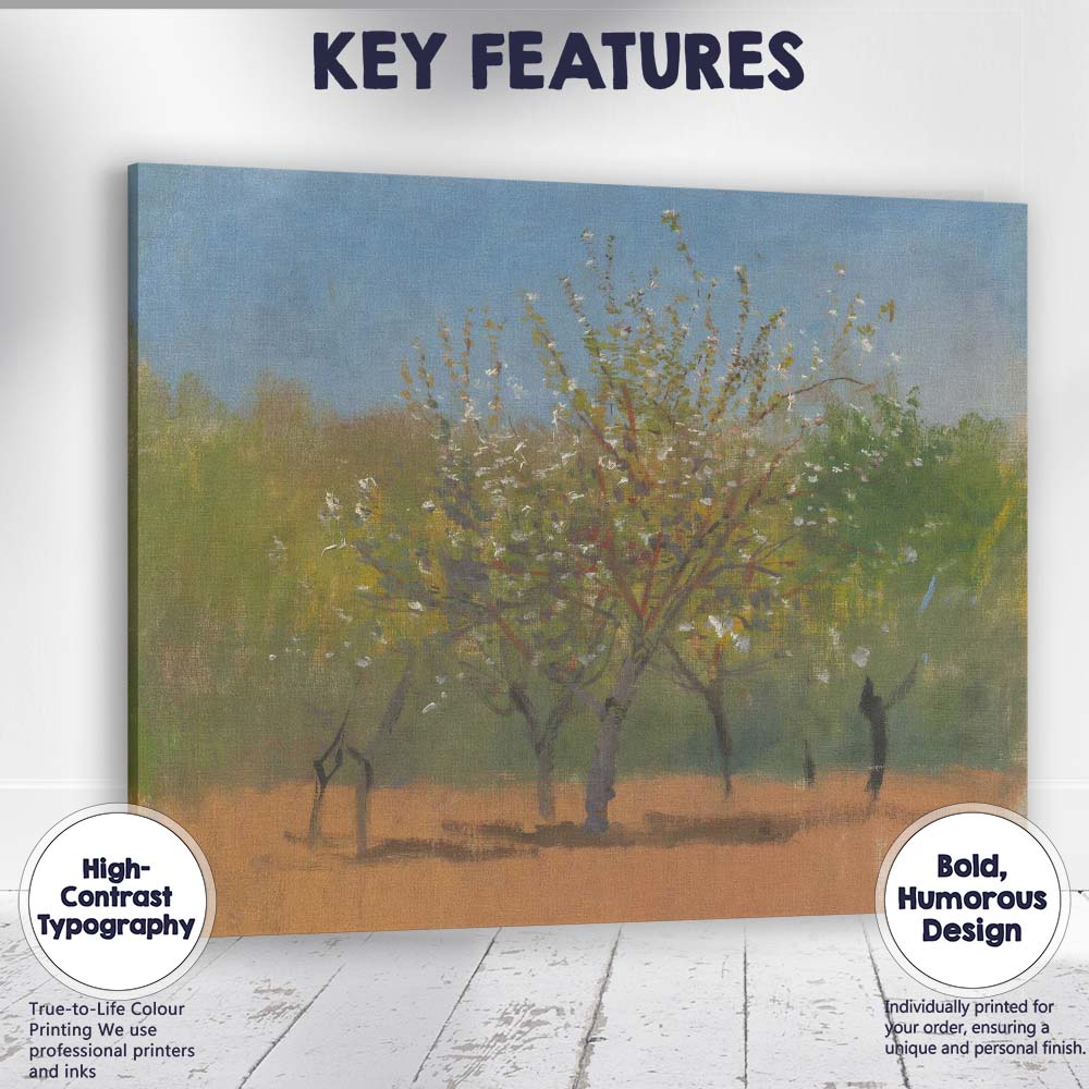 Minimalist Blossom Orchard Tree Impressionist Nature Landscape Canvas Wall Art Print Decor Picture Ready to Hang
