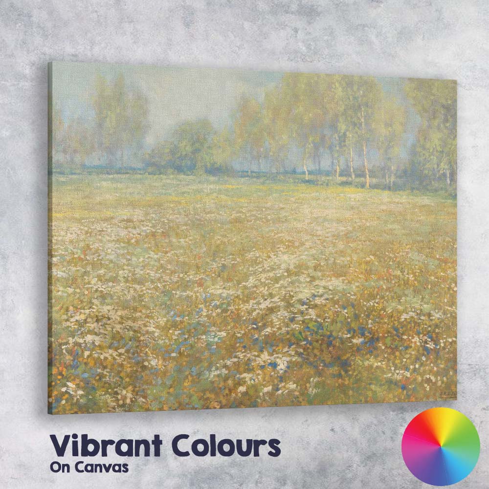 Soft Impressionist Wildflower Meadow Birch Trees Spring Landscape Canvas Wall Art Print Decor Picture Ready to Hang