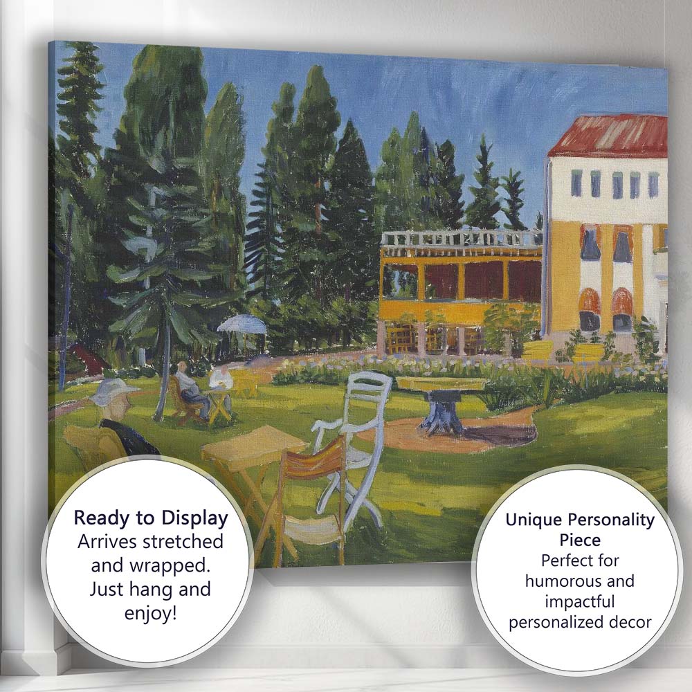 Colourful Impressionist Country Garden Manor House Summer Landscape Canvas Wall Art Print Decor Picture Ready to Hang