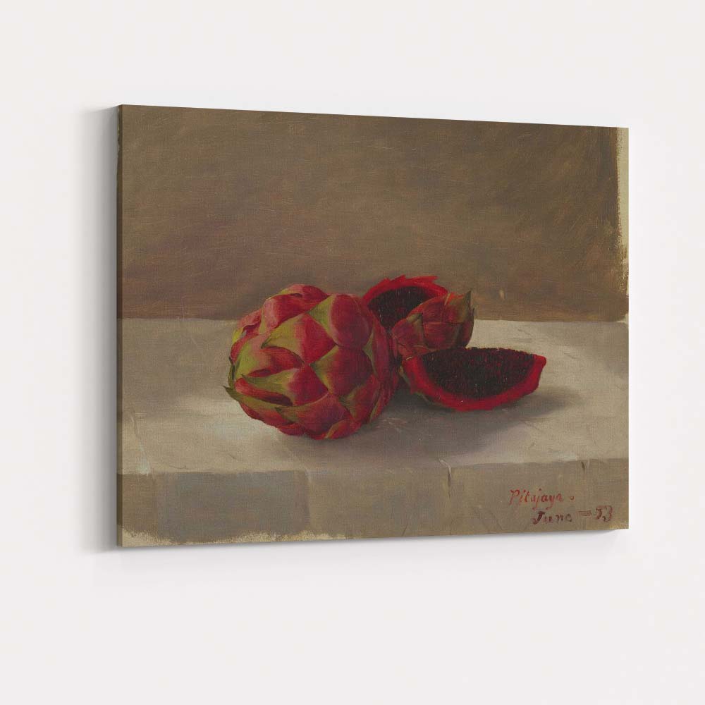 Realistic Red Dragon Fruit Tropical Still Life Canvas Wall Art Print Decor Picture Ready to Hang