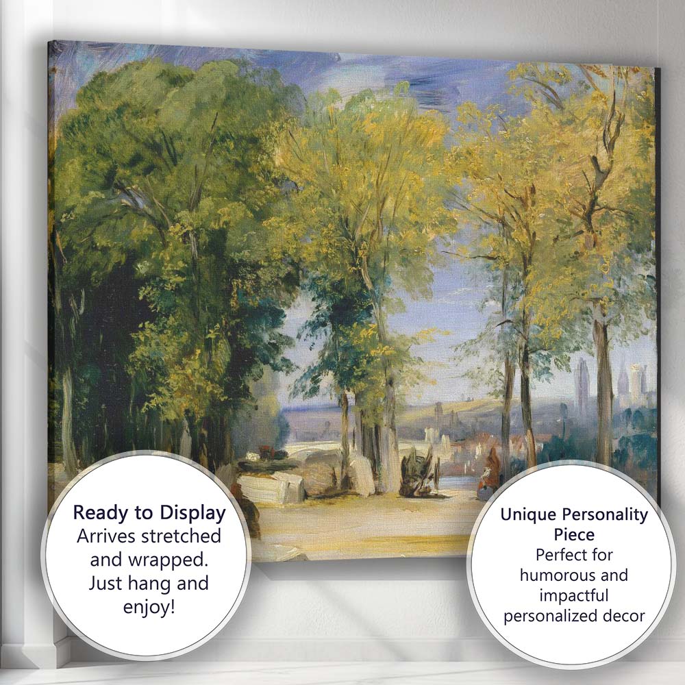 Impressionist Riverside Woodland Park Trees Scenic Landscape Canvas Wall Art Print Decor Picture Ready to Hang