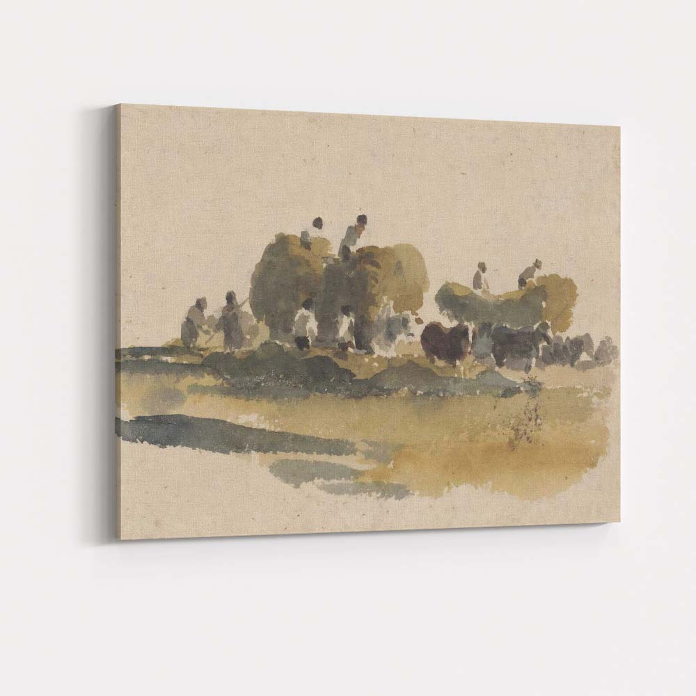Minimalist Watercolour Rural Pastoral Cattle Landscape Canvas Wall Art Print Decor Picture Ready to Hang