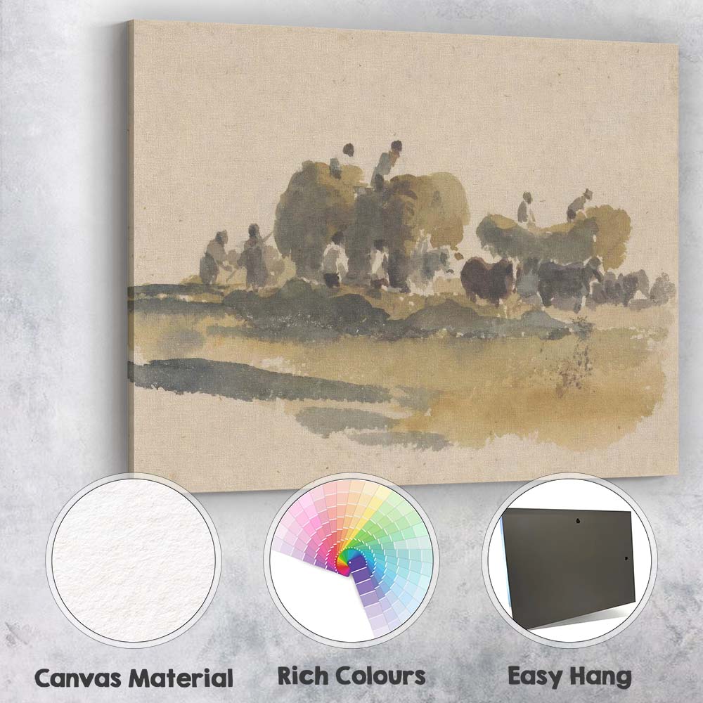 Minimalist Watercolour Rural Pastoral Cattle Landscape Canvas Wall Art Print Decor Picture Ready to Hang