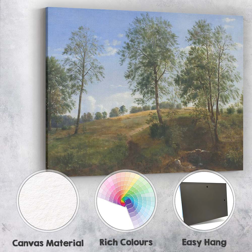 Serene Summer Meadow Country Path Trees Landscape Canvas Wall Art Print Decor Picture Ready to Hang