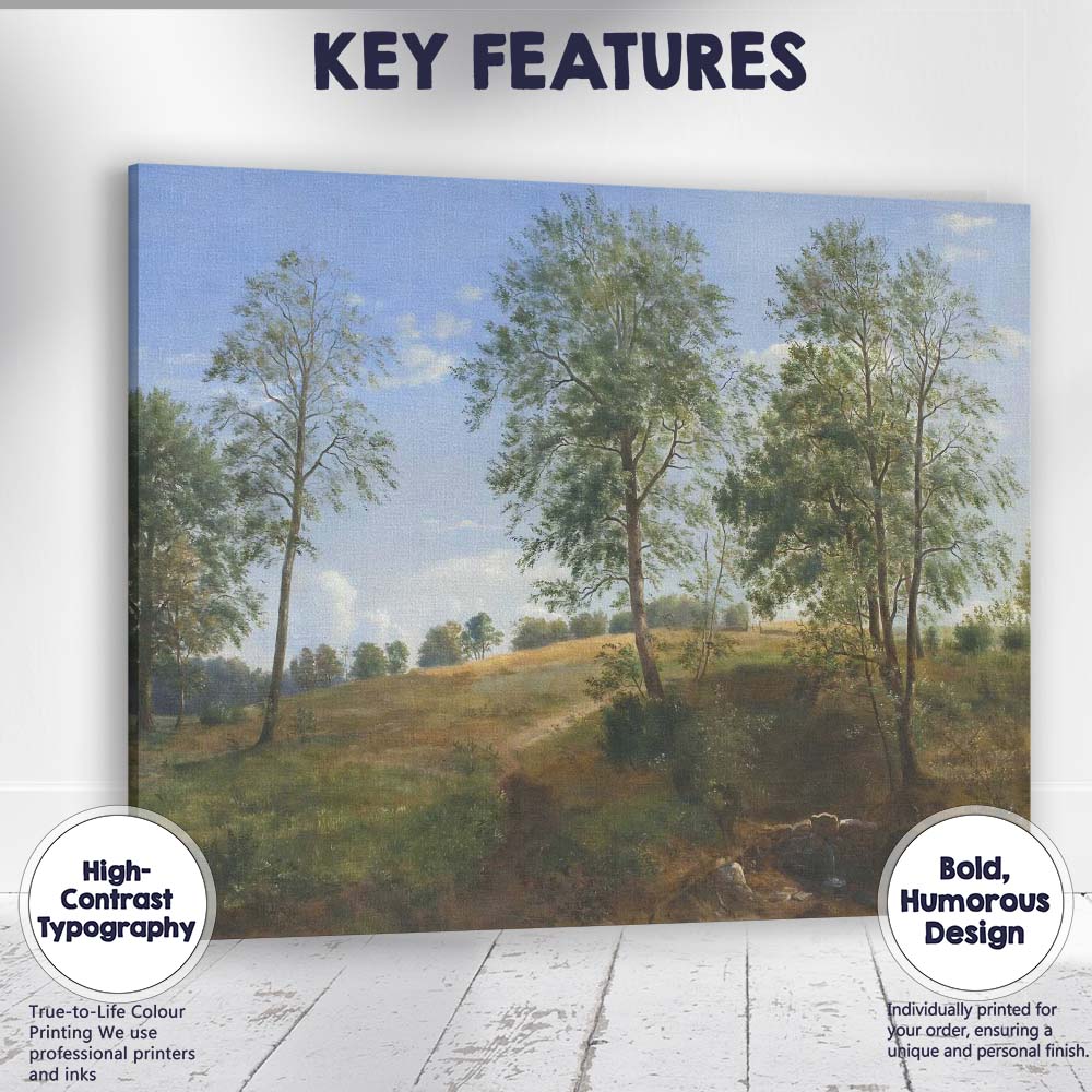 Serene Summer Meadow Country Path Trees Landscape Canvas Wall Art Print Decor Picture Ready to Hang