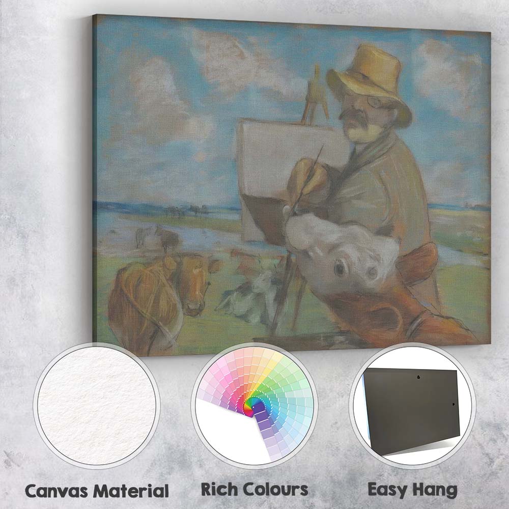 Impressionist Artist Painting Countryside Cattle Pastoral Scene Canvas Wall Art Print Decor Picture Ready to Hang
