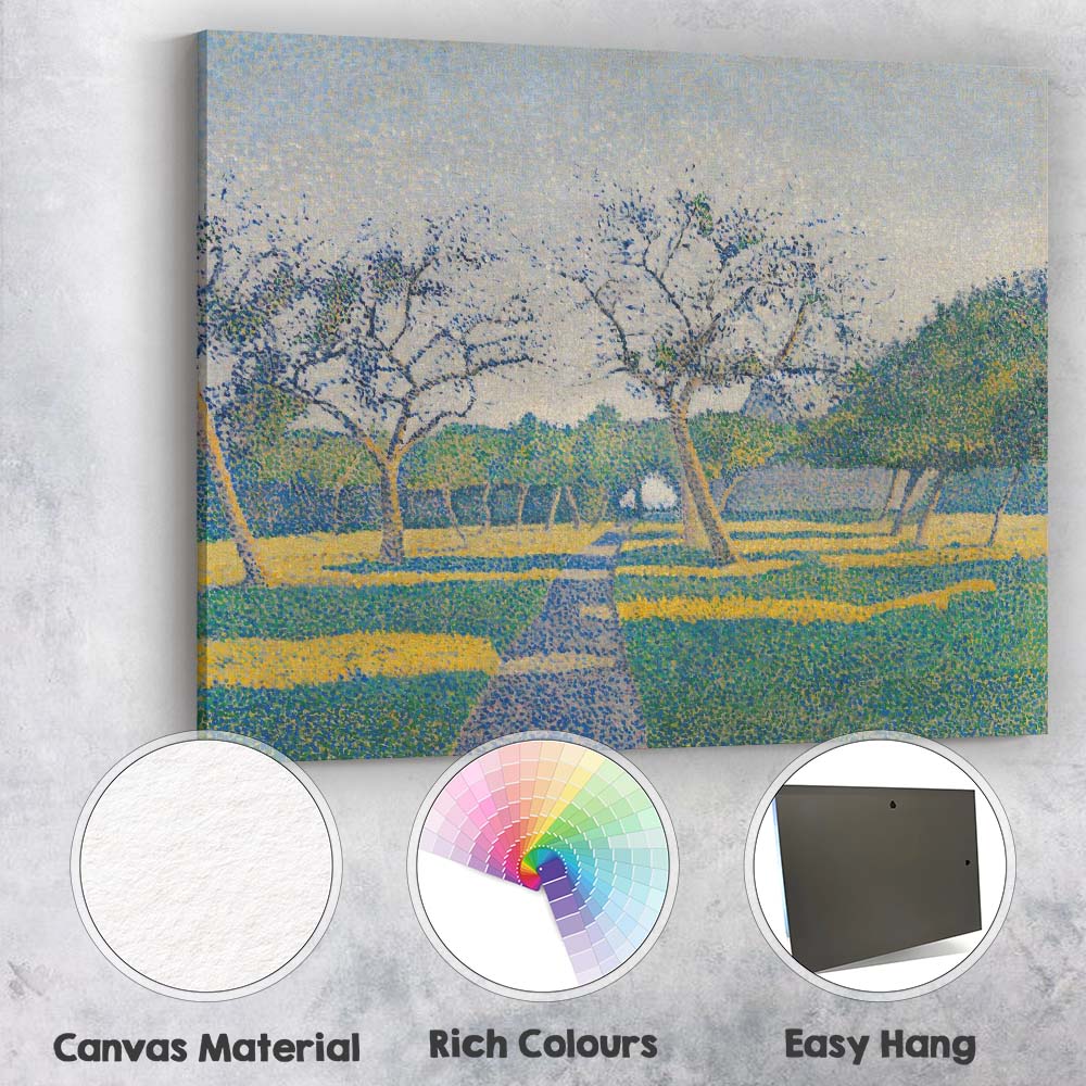 Pointillist Blossom Orchard Spring Landscape Canvas Wall Art Print Decor Picture Ready to Hang
