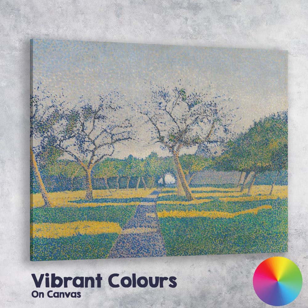 Pointillist Blossom Orchard Spring Landscape Canvas Wall Art Print Decor Picture Ready to Hang