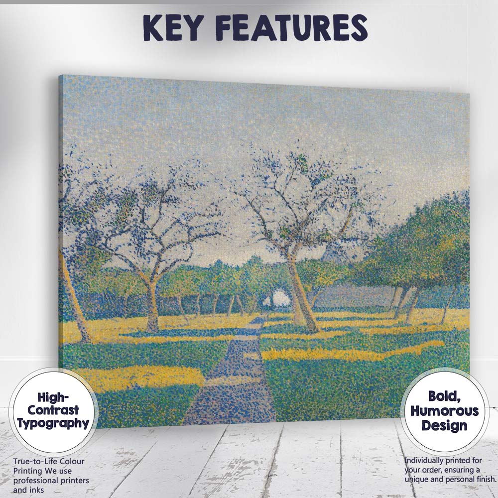 Pointillist Blossom Orchard Spring Landscape Canvas Wall Art Print Decor Picture Ready to Hang