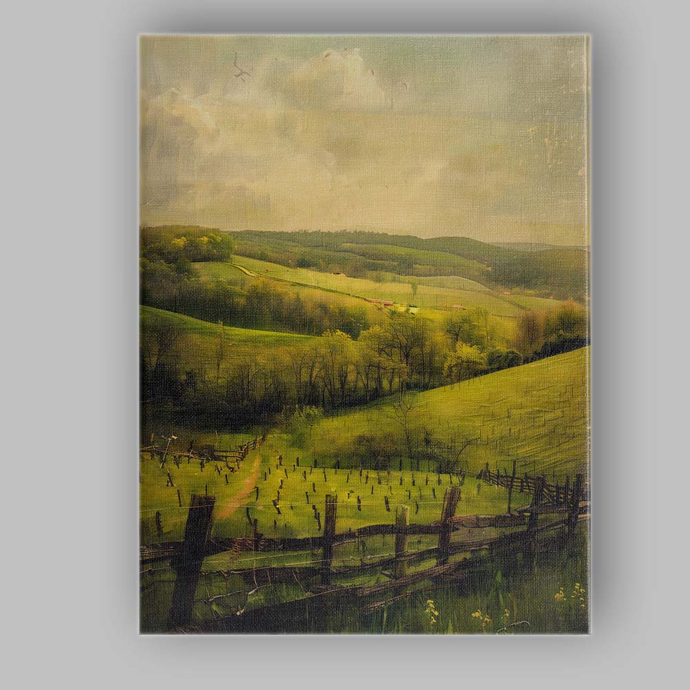 Rolling Green Hills Rural Farmland Panorama Canvas Wall Art Print Decor Picture Ready to Hang