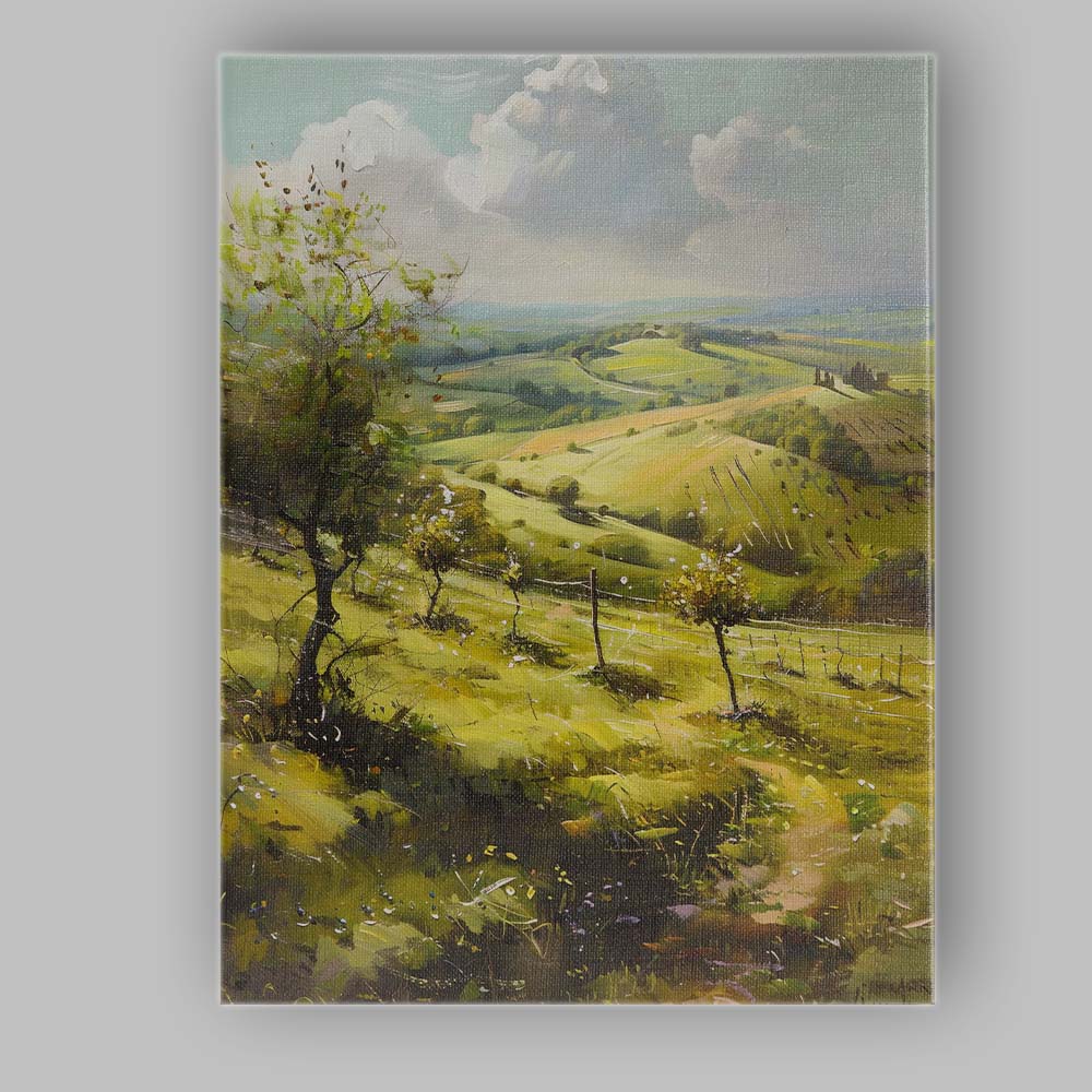 Bright Spring Valley Rolling Hills Countryside Landscape Canvas Wall Art Print Decor Picture Ready to Hang