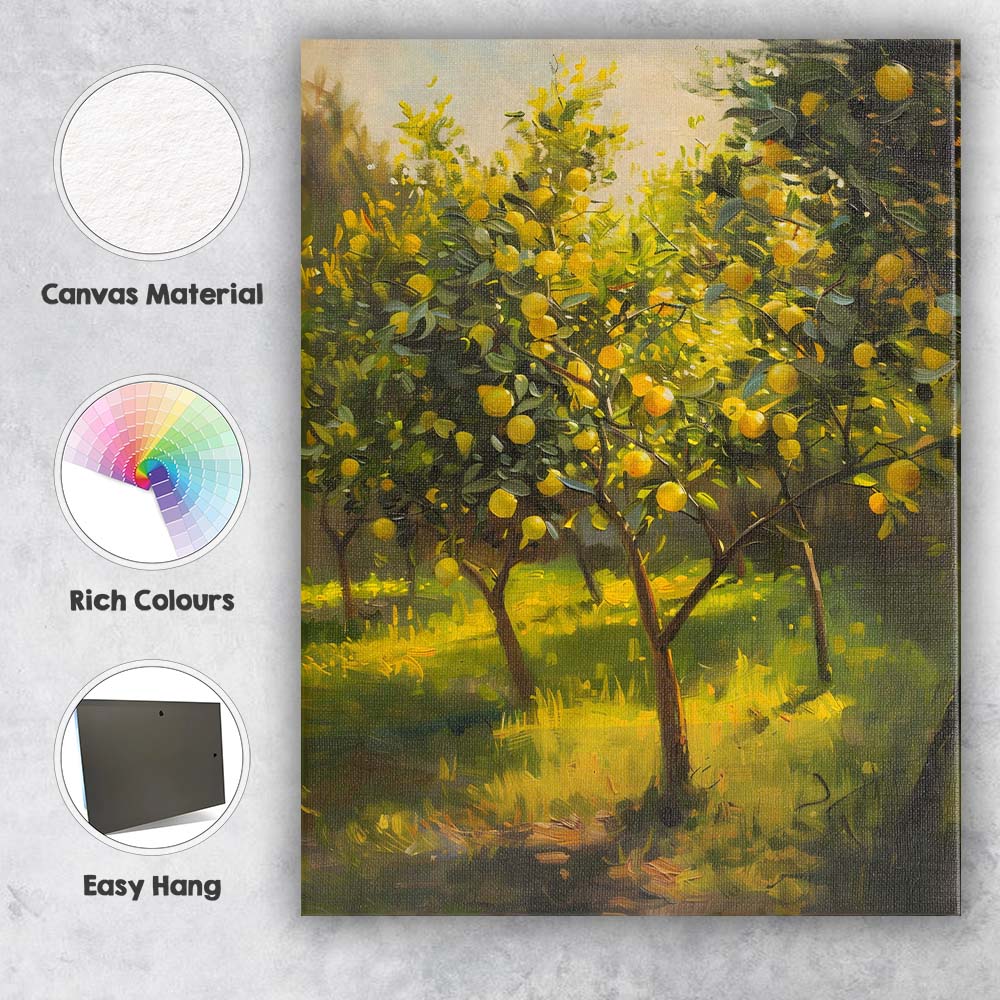Vibrant Lemon Orchard Golden Citrus Grove Impressionist Canvas Wall Art Print Decor Picture Ready to Hang
