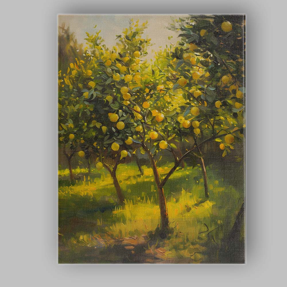 Vibrant Lemon Orchard Golden Citrus Grove Impressionist Canvas Wall Art Print Decor Picture Ready to Hang