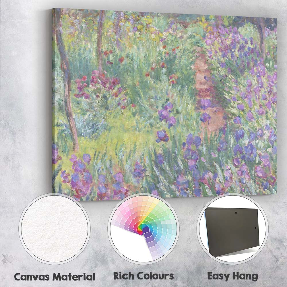 Impressionist Purple Wildflower Garden Woodland Path Landscape Canvas Wall Art Print Decor Picture Ready to Hang