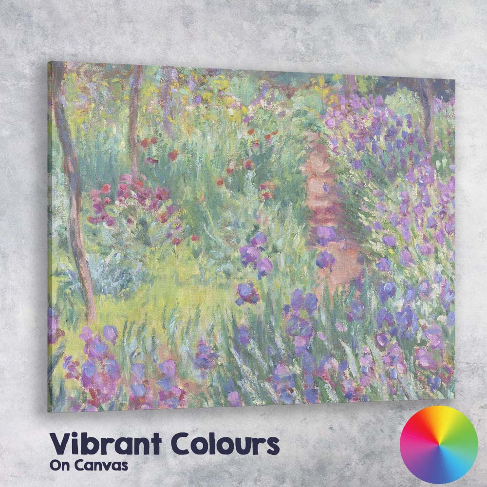 Impressionist Purple Wildflower Garden Woodland Path Landscape Canvas Wall Art Print Decor Picture Ready to Hang