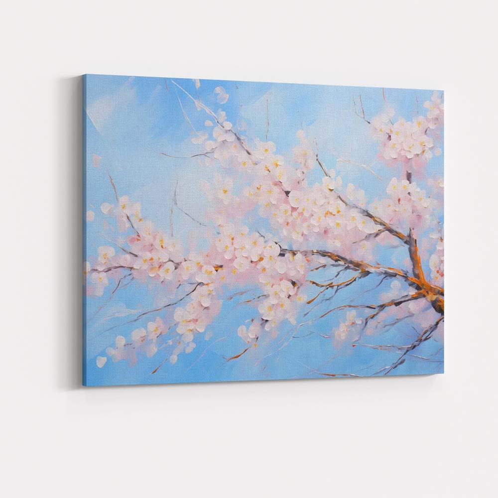 Abstract Soft Pink Cherry Blossom Branch Spring Sky Canvas Wall Art Print Decor Picture Ready to Hang