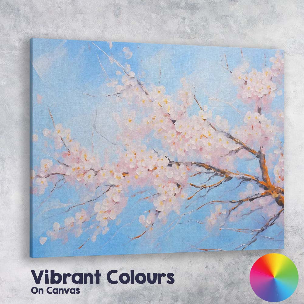 Abstract Soft Pink Cherry Blossom Branch Spring Sky Canvas Wall Art Print Decor Picture Ready to Hang