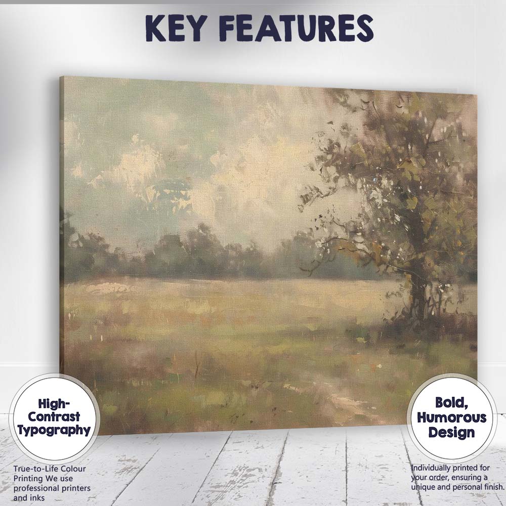 Atmospheric Woodland Lake Misty Nature Landscape Canvas Wall Art Print Decor Picture Ready to Hang