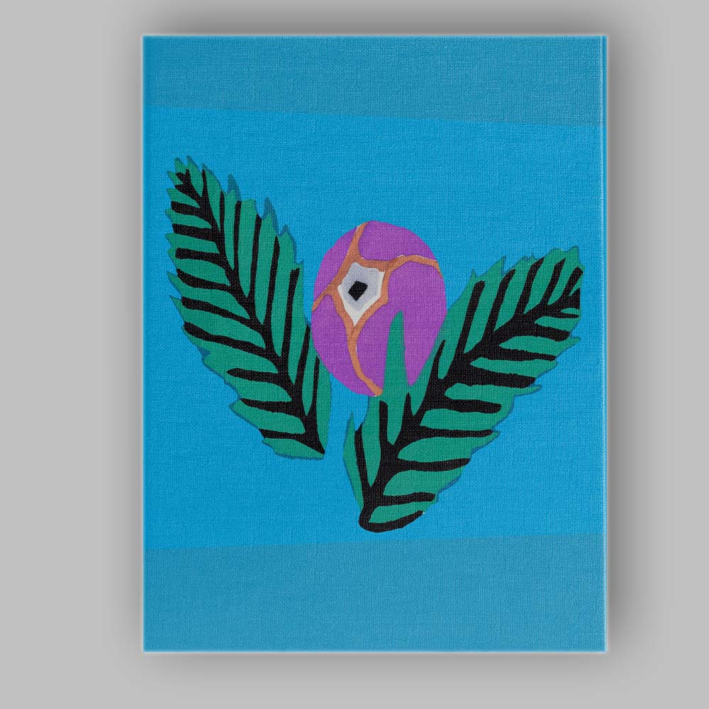 Blue Tropical Leaf And Purple Flower Canvas Wall Art Print Decor Picture Ready to Hang