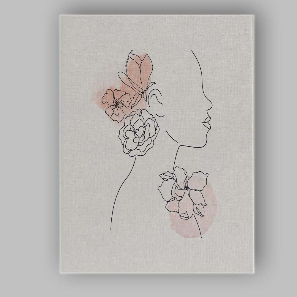 Woman Holding Flowers Minimal Line Art Canvas Wall Art Print Decor Picture Ready to Hang