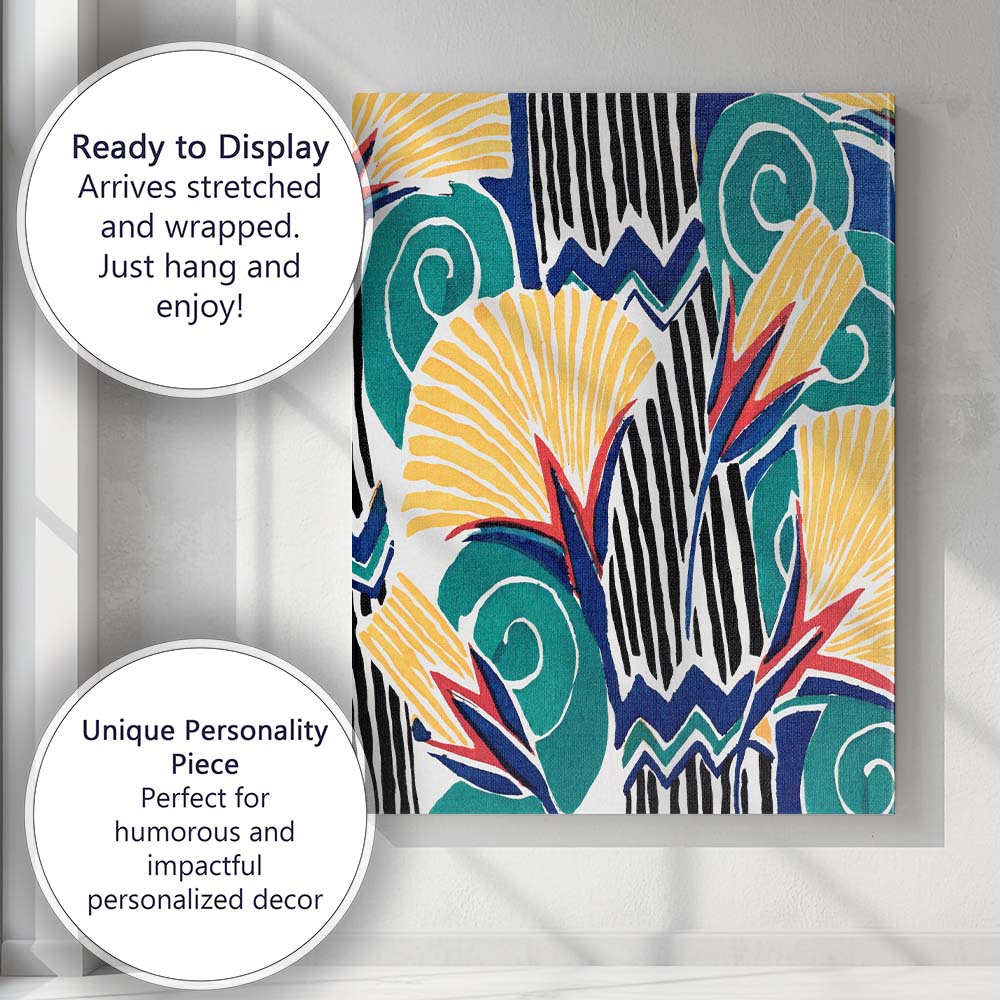Orange Spiral Floral Retro Pattern Canvas Wall Art Print Decor Picture Ready to Hang