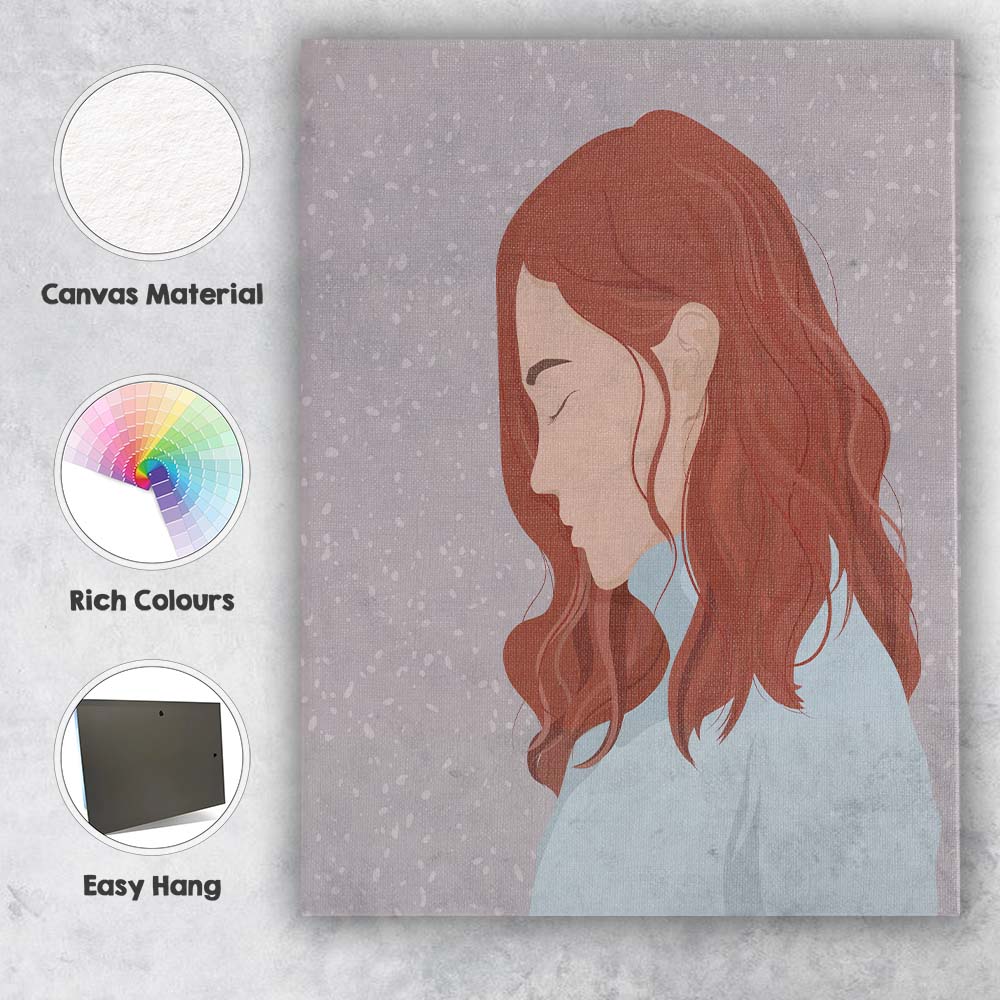 Red Hair Woman White Lily Portrait Canvas Wall Art Print Decor Picture Ready to Hang