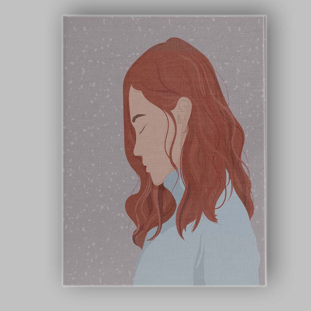 Red Hair Woman White Lily Portrait Canvas Wall Art Print Decor Picture Ready to Hang
