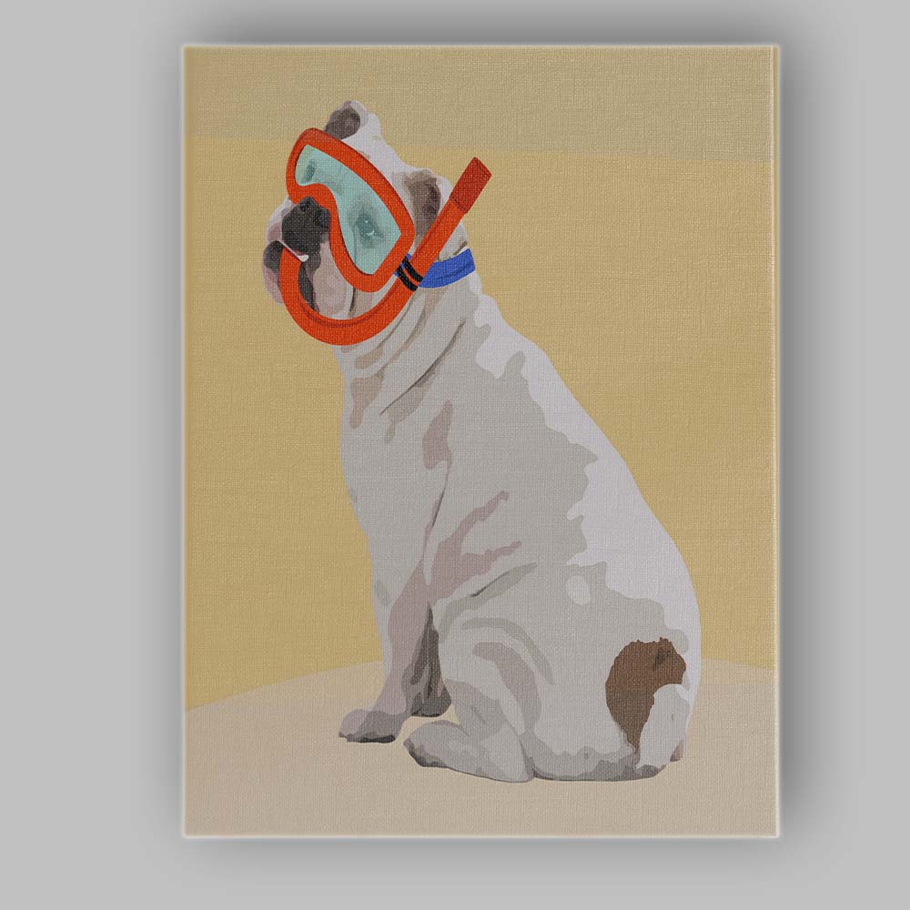 Snorkel Bulldog Summer Portrait Canvas Wall Art Print Decor Picture Ready to Hang