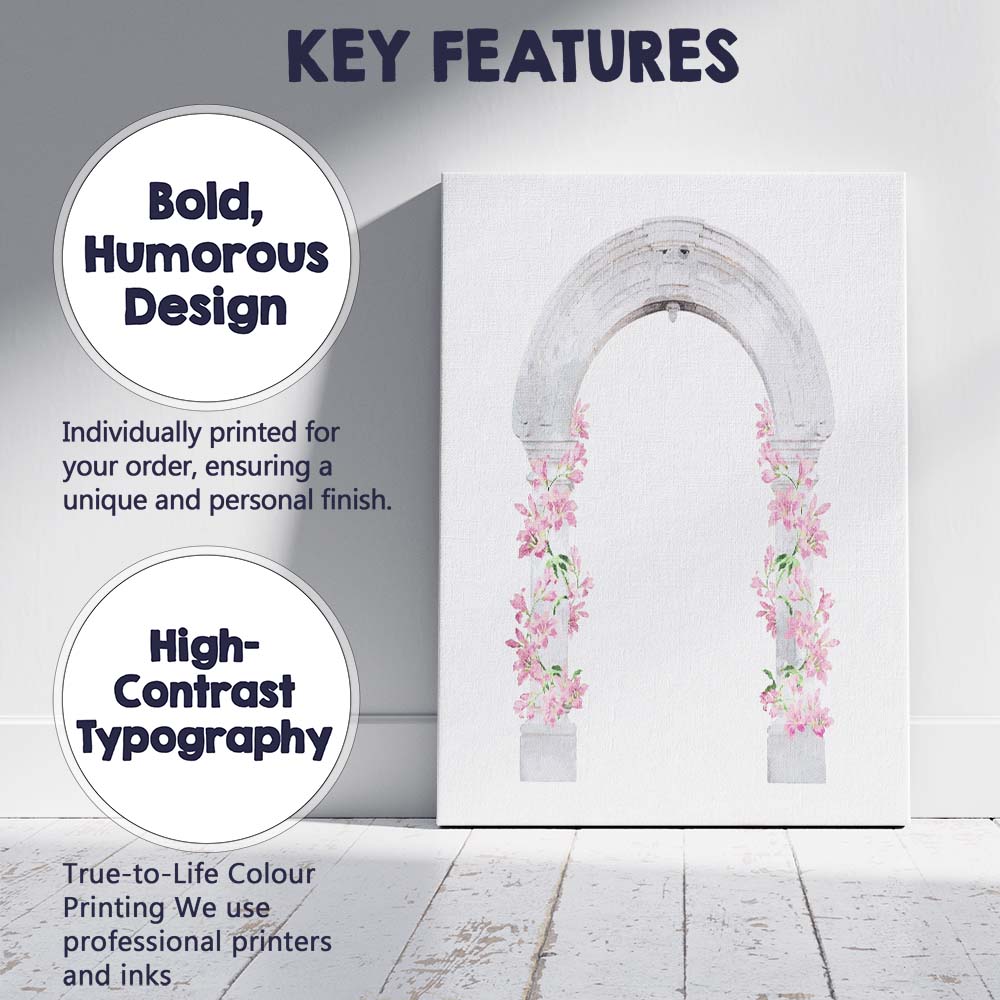 Pink Floral Stone Archway Canvas Wall Art Print Decor Picture Ready to Hang