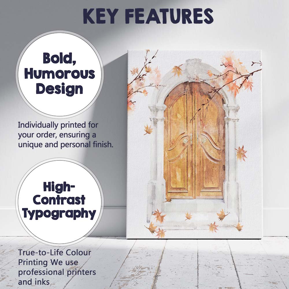 Autumn Wooden Door Archway Canvas Wall Art Print Decor Picture Ready to Hang