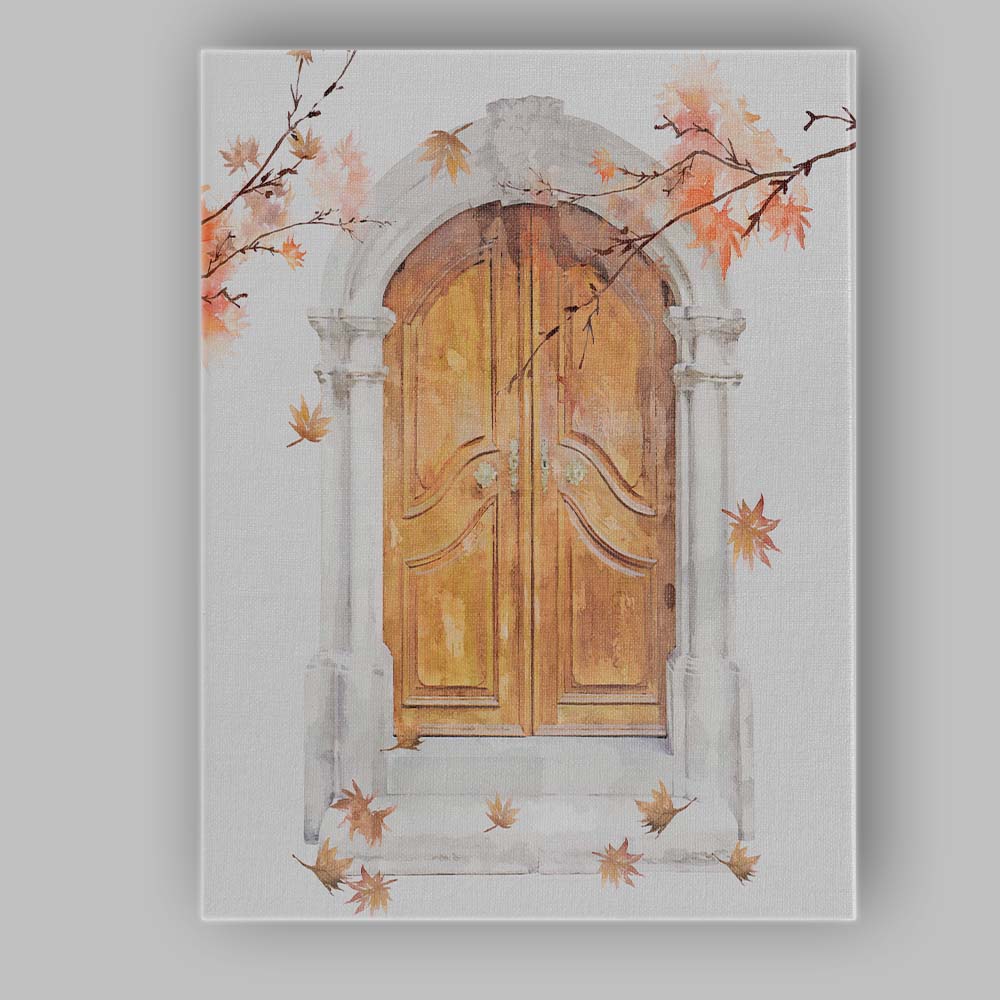 Autumn Wooden Door Archway Canvas Wall Art Print Decor Picture Ready to Hang