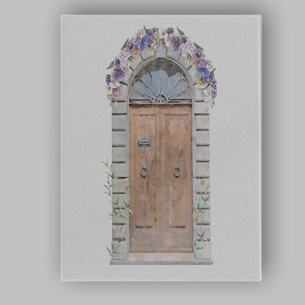 Rustic Wooden Door Floral Arch Canvas Wall Art Print Decor Picture Ready to Hang