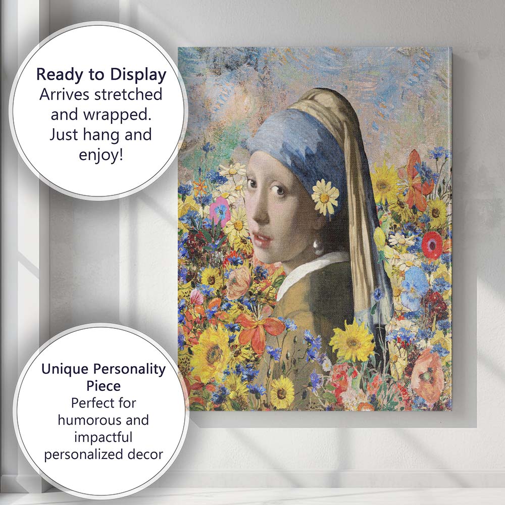 Classic Girl Floral Portrait Canvas Wall Art Print Decor Picture Ready to Hang
