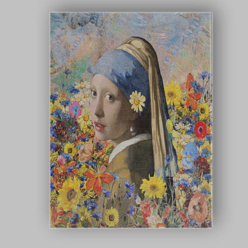 Classic Girl Floral Portrait Canvas Wall Art Print Decor Picture Ready to Hang