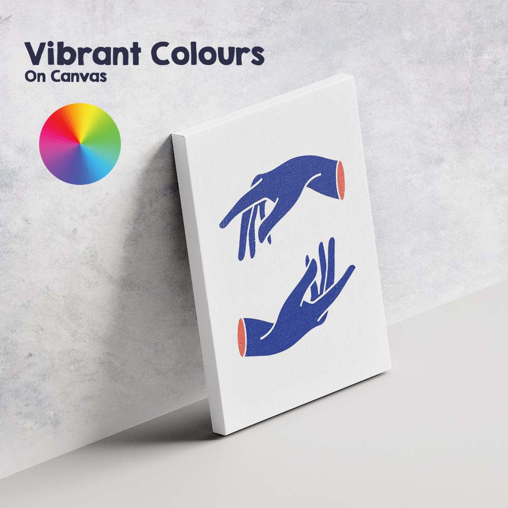 Blue Abstract Hands Minimal Canvas Wall Art Print Decor Picture Ready to Hang