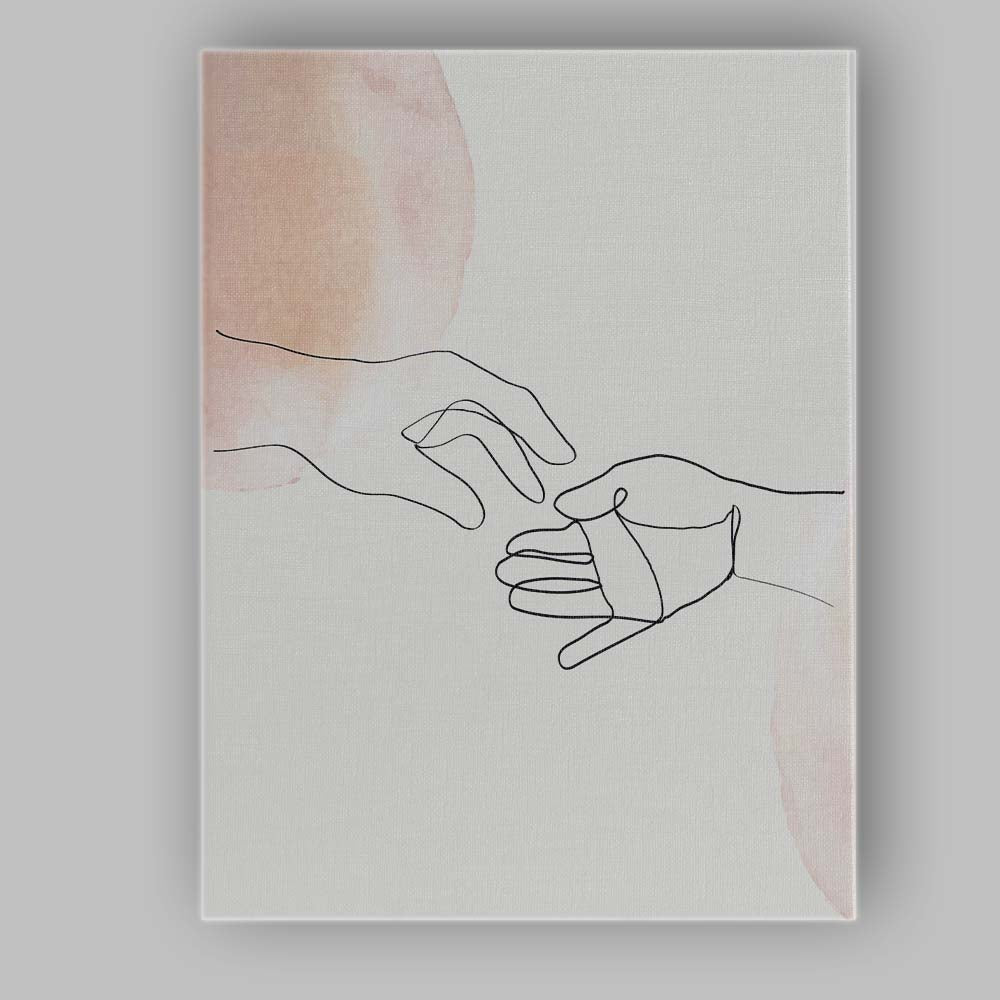 Minimal Line Art Hands Touch Canvas Wall Art Print Decor Picture Ready to Hang