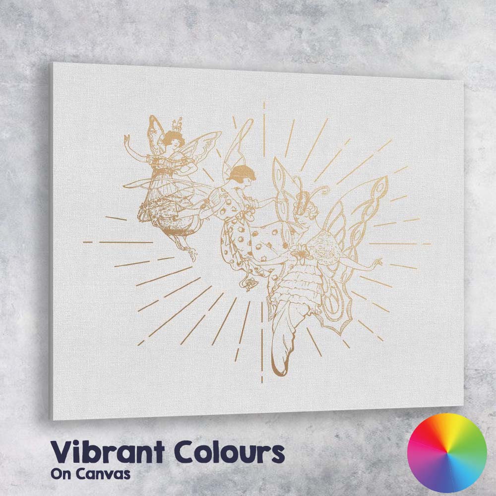 Gold Fairy Line Art Illustration Canvas Wall Art Print Decor Picture Ready to Hang