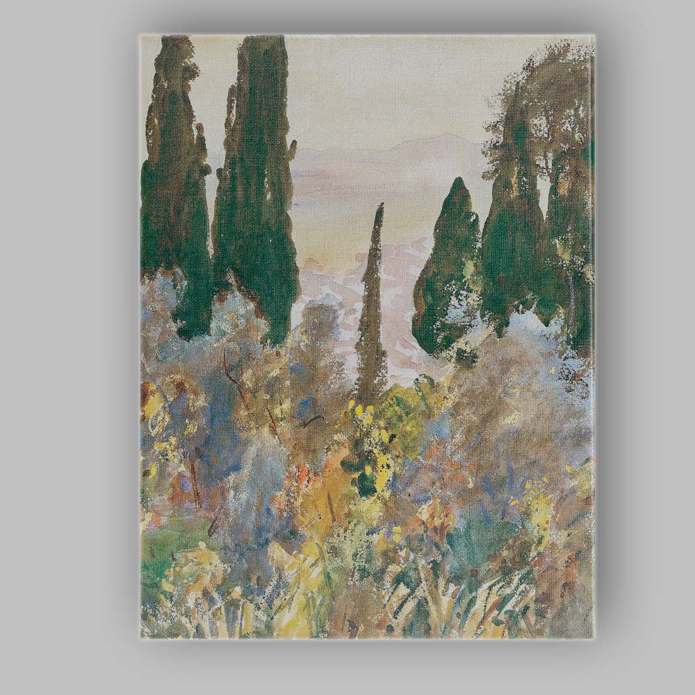 Impressionist Garden Cypress Watercolour Landscape Canvas Wall Art Print Decor Picture Ready to Hang