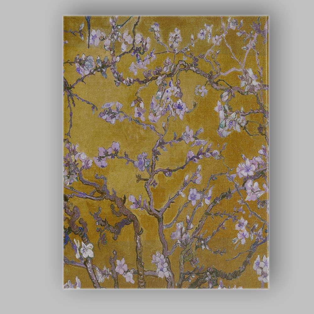 Golden Almond Blossom Branch Painting Canvas Wall Art Print Decor Picture Ready to Hang