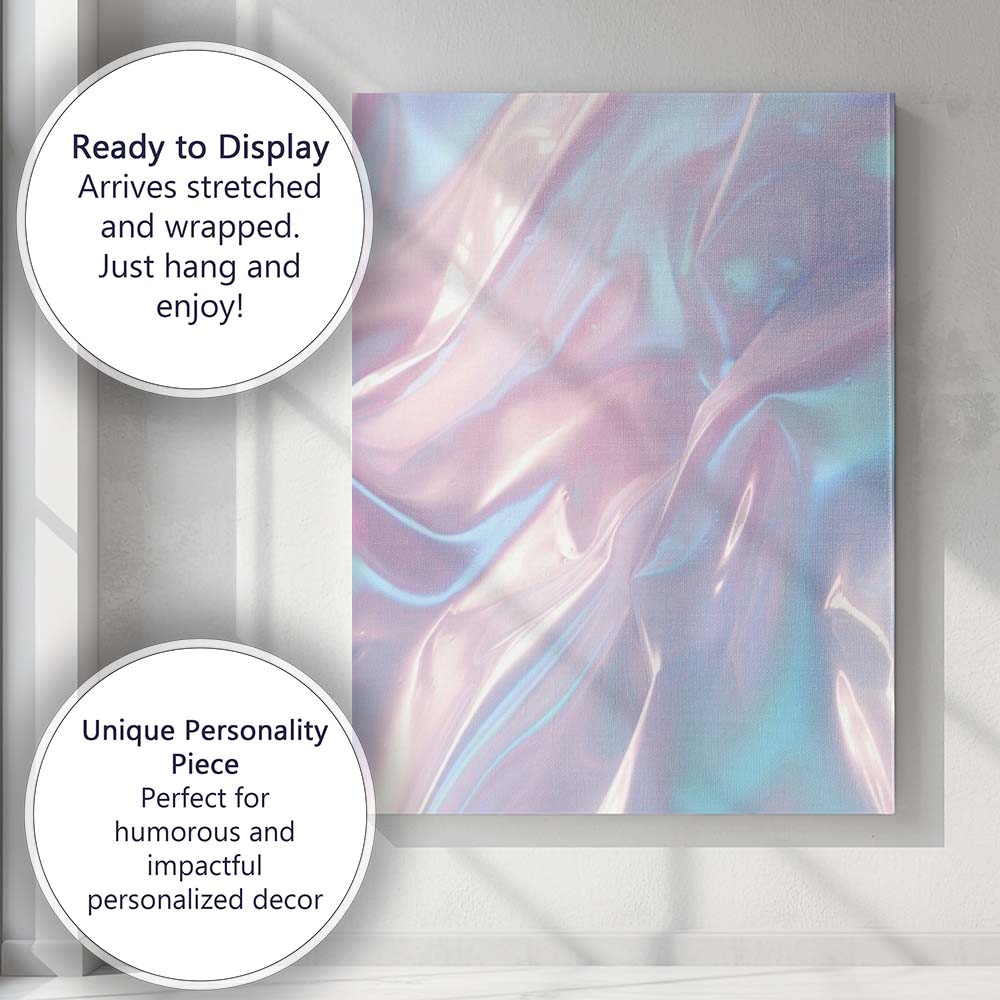 Pastel Pink Blue Iridescent Silk Texture Canvas Wall Art Print Decor Picture Ready to Hang