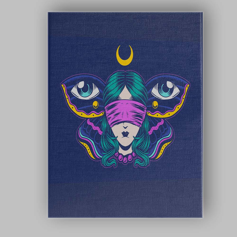 Mystic Blindfold Butterfly Woman Illustration Canvas Wall Art Print Decor Picture Ready to Hang