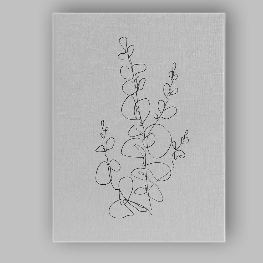 Minimal Black Line Eucalyptus Leaf Drawing Canvas Wall Art Print Decor Picture Ready to Hang