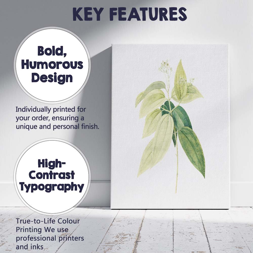 Green Botanical Leaf Study Illustration Canvas Wall Art Print Decor Picture Ready to Hang
