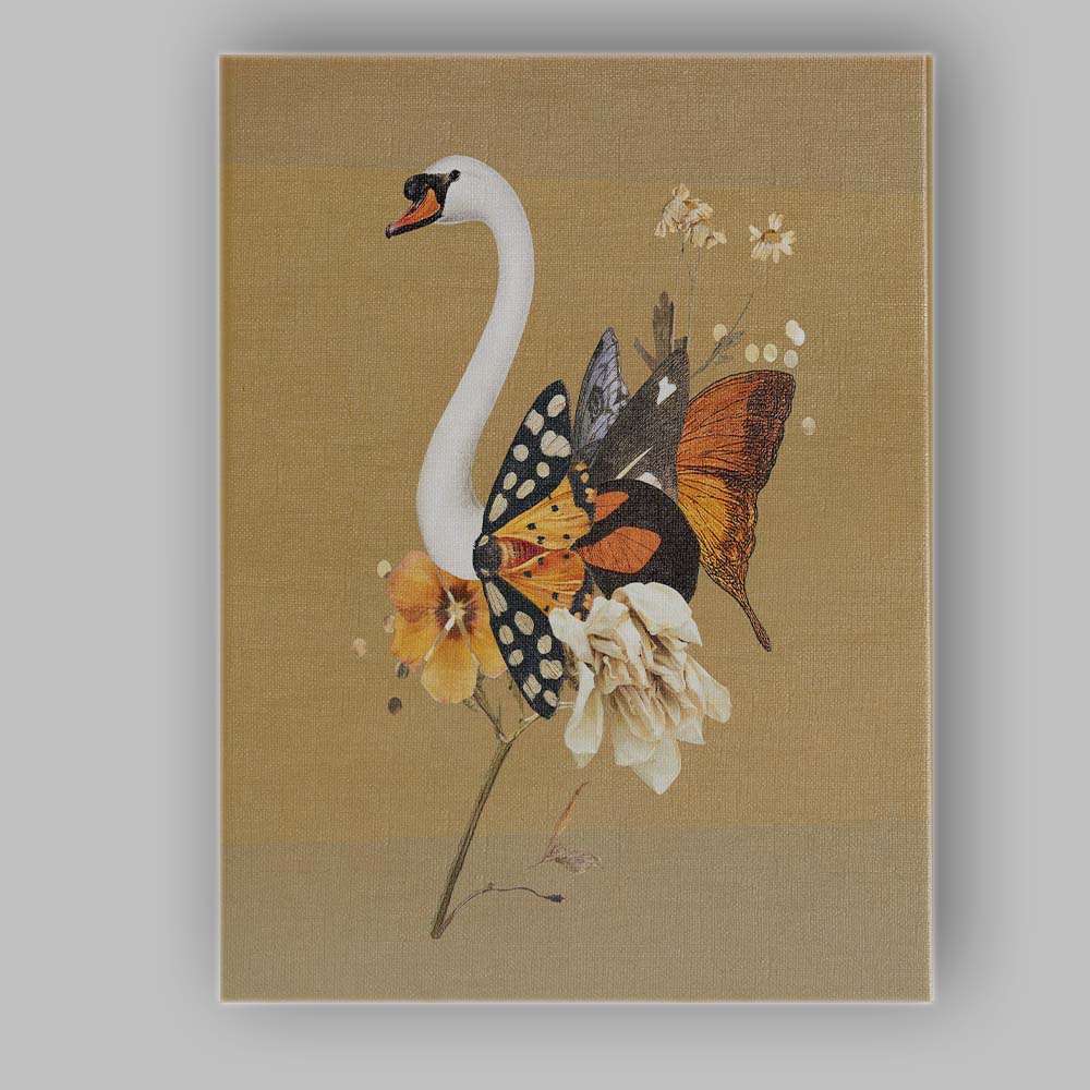 White Swan Butterfly Floral Collage Canvas Wall Art Print Decor Picture Ready to Hang