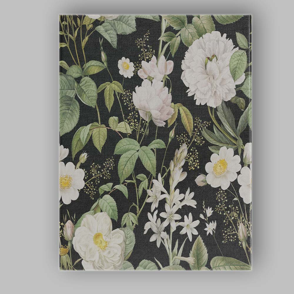 Black White Botanical Floral Pattern Canvas Wall Art Print Decor Picture Ready to Hang