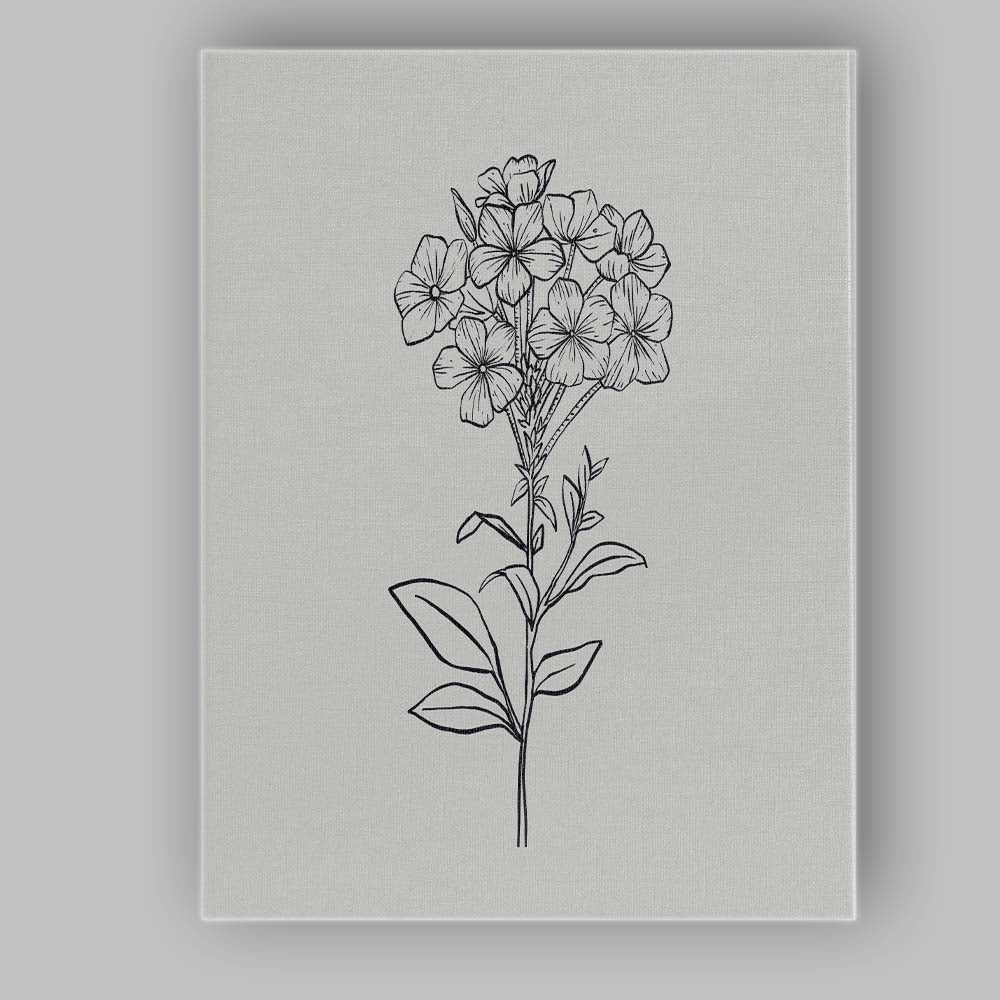 Black Line Wildflower Stem Drawing Canvas Wall Art Print Decor Picture Ready to Hang